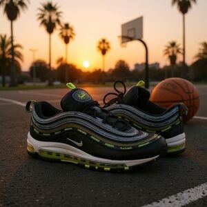 Nike Air Max 97 Black and Green Sneakers